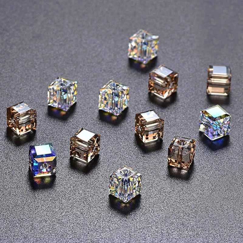 8MM Glass Cube Beads