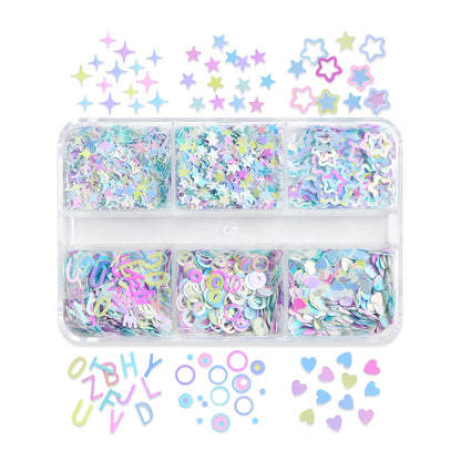 Stars, Glitter Flakes, Circles, Hearts for Epoxy Resin Mold Filling