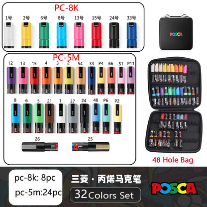POSCA Multi-Color Marker Pen Set with case