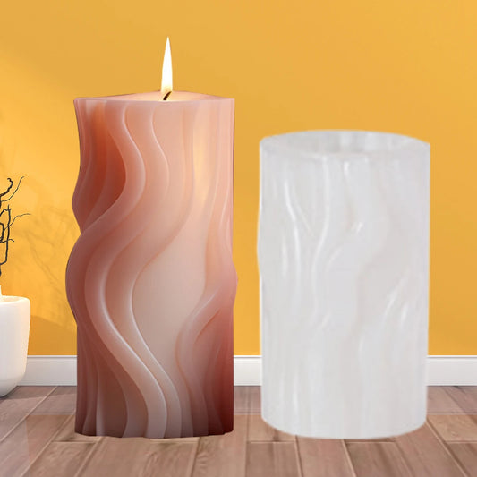Wave-shaped Cylindrical Silicone Mold for Candle Making