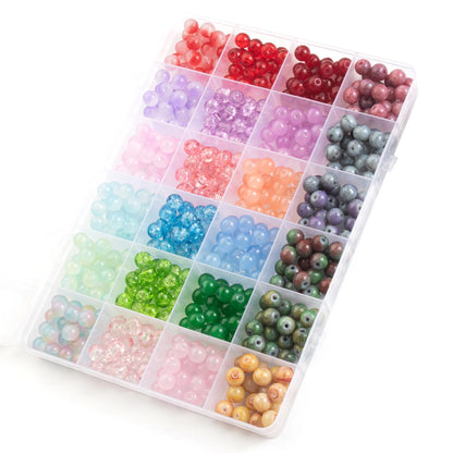 28 Colors - 8mm Round Crystal Beads with 1mm holes - Variety of Colors and Kits