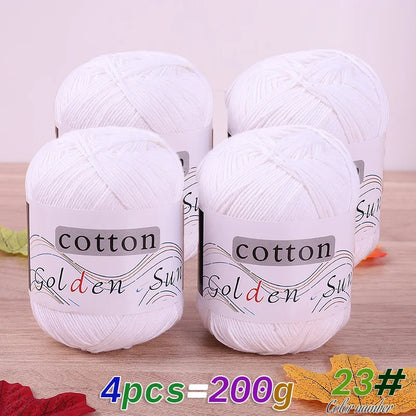 4 Pieces = 200g 100% Pure Cotton Yarn