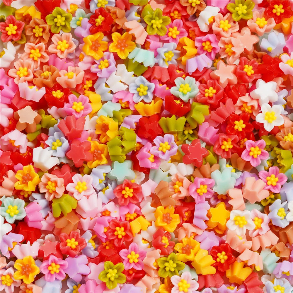 Mixed Flowers Resin Fillings for Jewelry Making - 100Pcs 6mm
