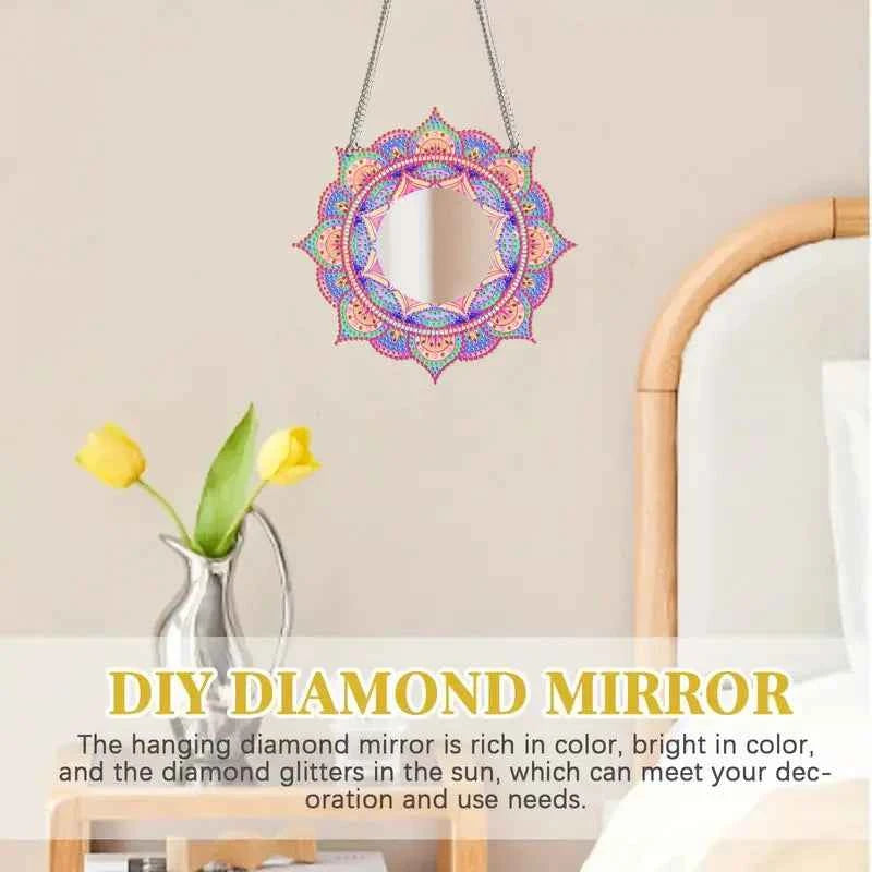 DIY Wooden Mandala Diamond Art Mirror, 19 x 19 cm
