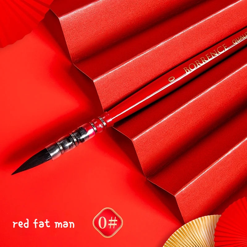 Squirrel Hair (Black handle) and Nylon (Red handle) Round Head, Pointed, Mop Brush for Watercolor