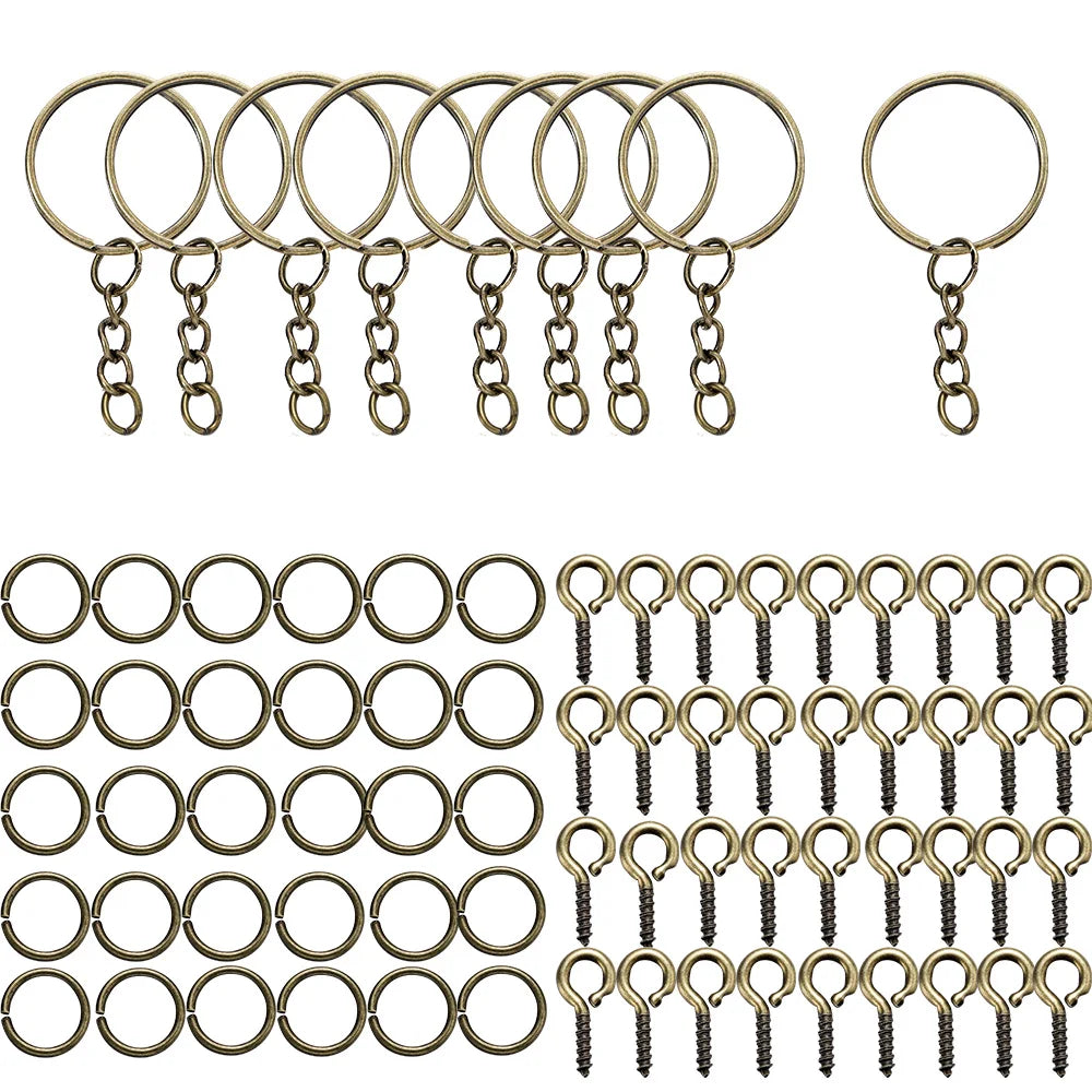 110/220Pcs Keychain - Open Jump Rings, Eye Pins for Epoxy Resin Key Chains