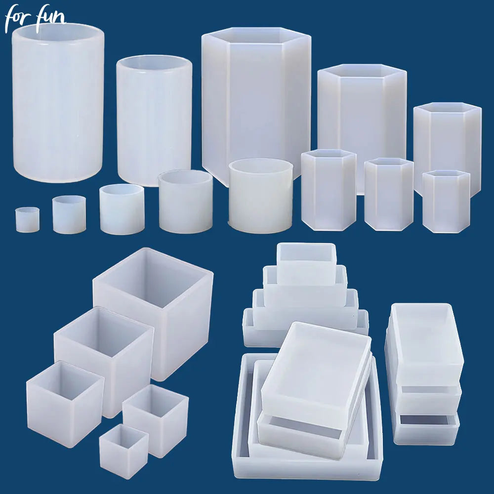 Silicone Cylinder, Hexagon, Square, Rectangle or Cuboid Resin Molds or Candle Making Molds - Different Sizes Available