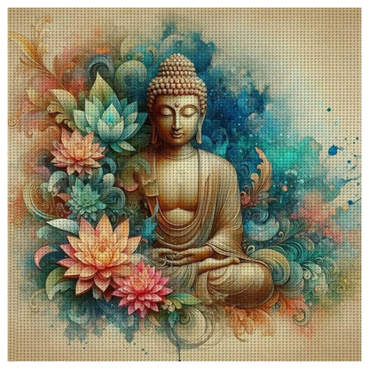 Buddha Statue Cross Stitch Kit -  40x40CM, 11CT or 14CT