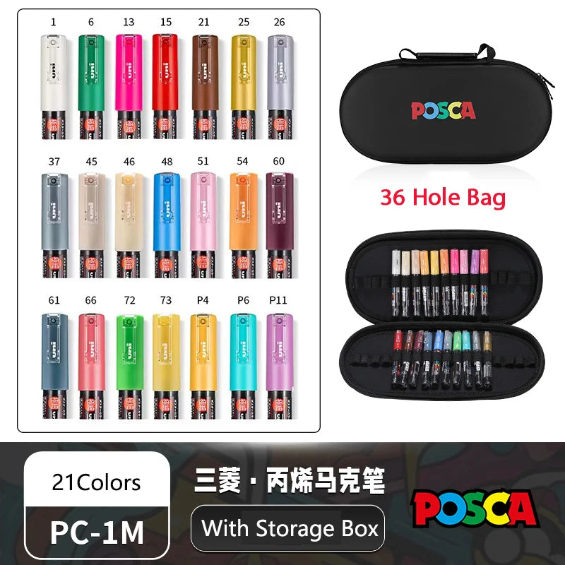 POSCA Multi-Color Marker Pen Set with case
