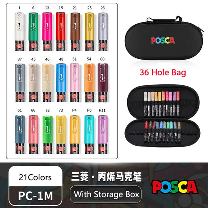 POSCA Multi-Color Marker Pen Set with case