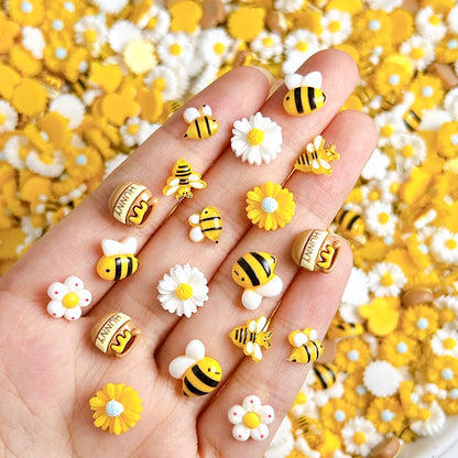 Cartoon Bee, Honey Can and Daisy Resin Charms