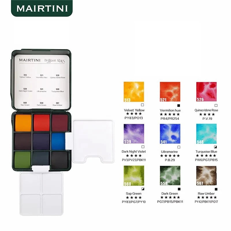 Travel Watercolor Paint Set - 9 Colors