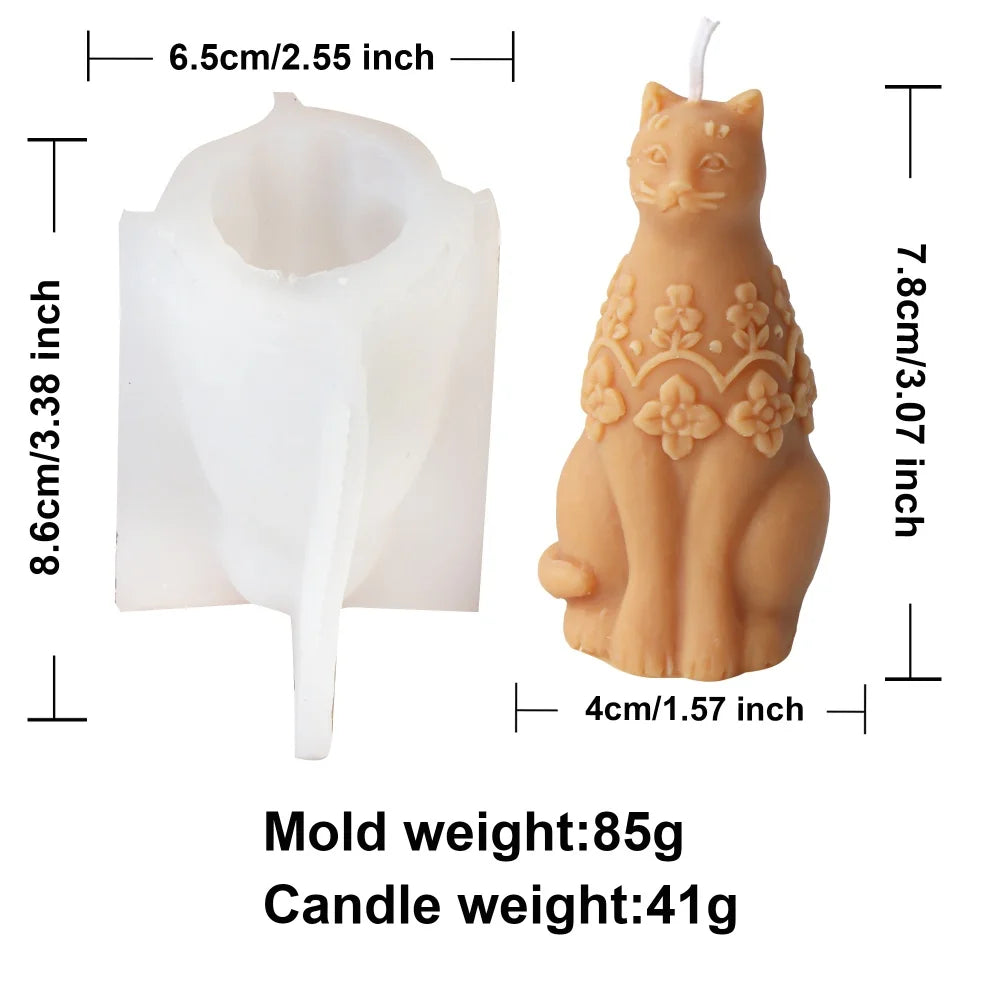 Cat silicone mold with dimensions and weights