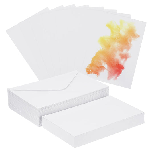 50 Set 300gsm Cotton Postcard Watercolor Paper Cards with Envelopes