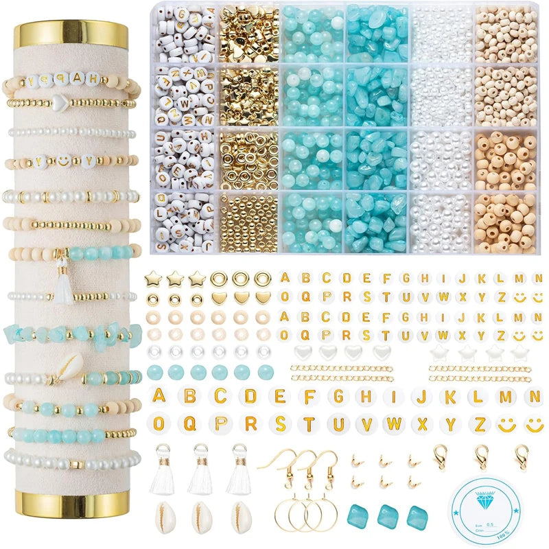 Natural Stone Beads and Letter Beads for Bracelets, Necklaces, and Earrings
