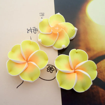 10pcs/Lots 30mm Polymer Clay Plumeria Rubra Flower Charming Petal Hole Diy Earrings Pendants Necklace Jewelry Making Materials
