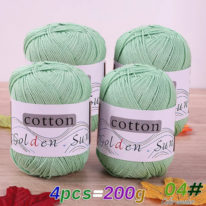 4 Pieces = 200g 100% Pure Cotton Yarn