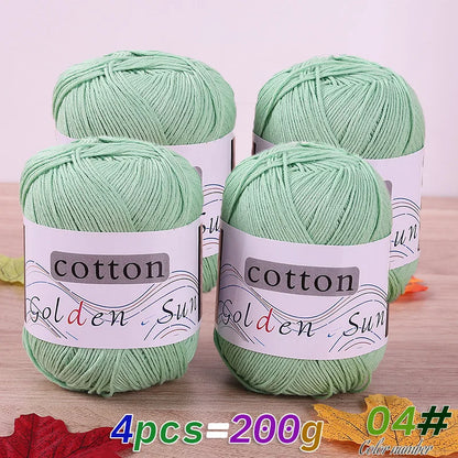 4 Pieces = 200g 100% Pure Cotton Yarn