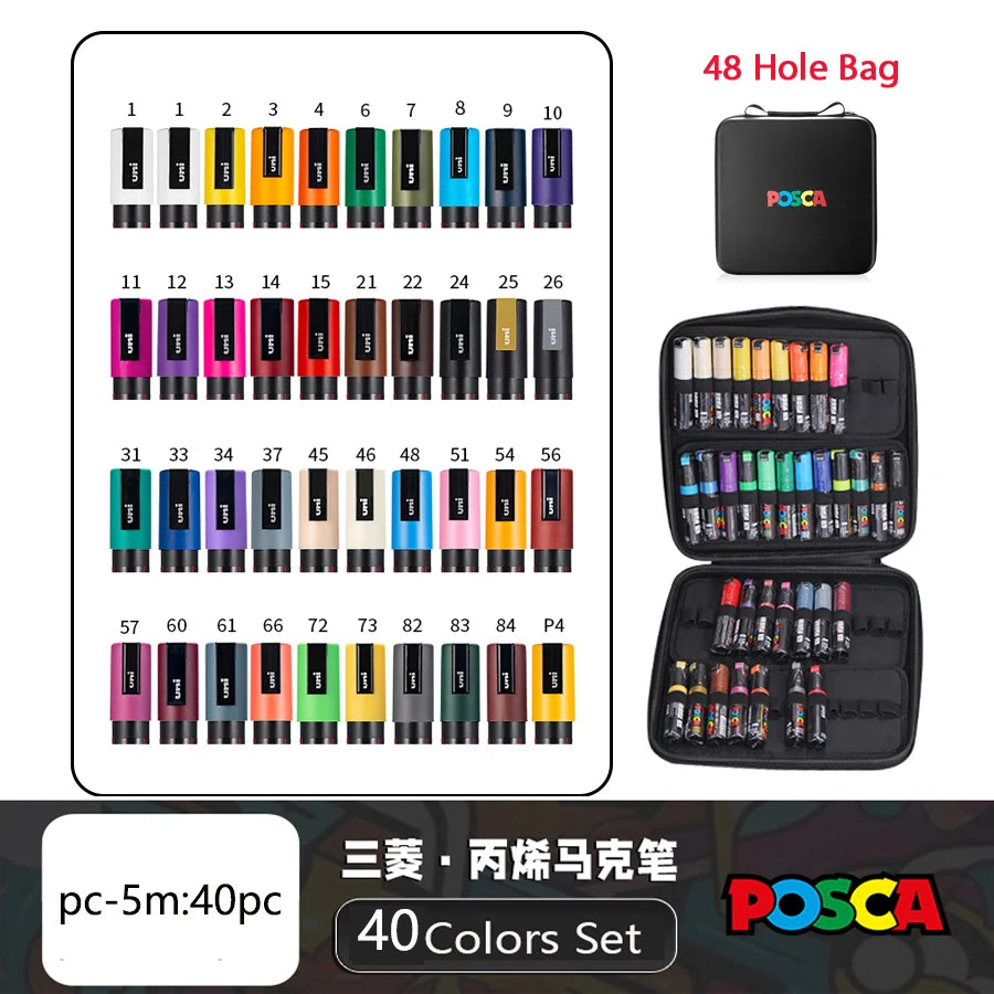 POSCA Multi-Color Marker Pen Set with case