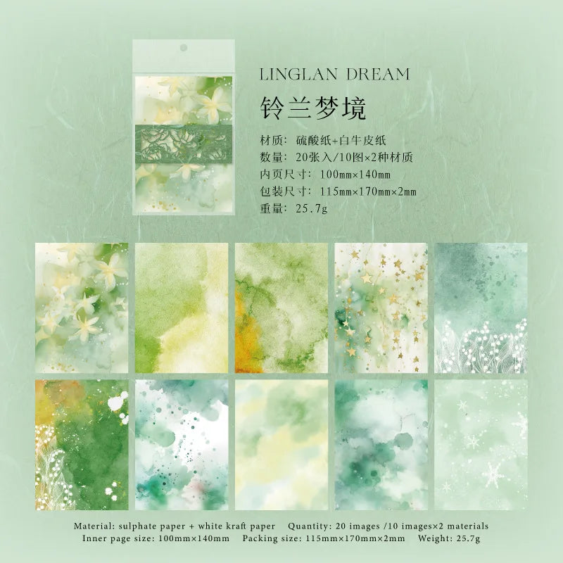 Green mix - scrapbooking paper 20pcs