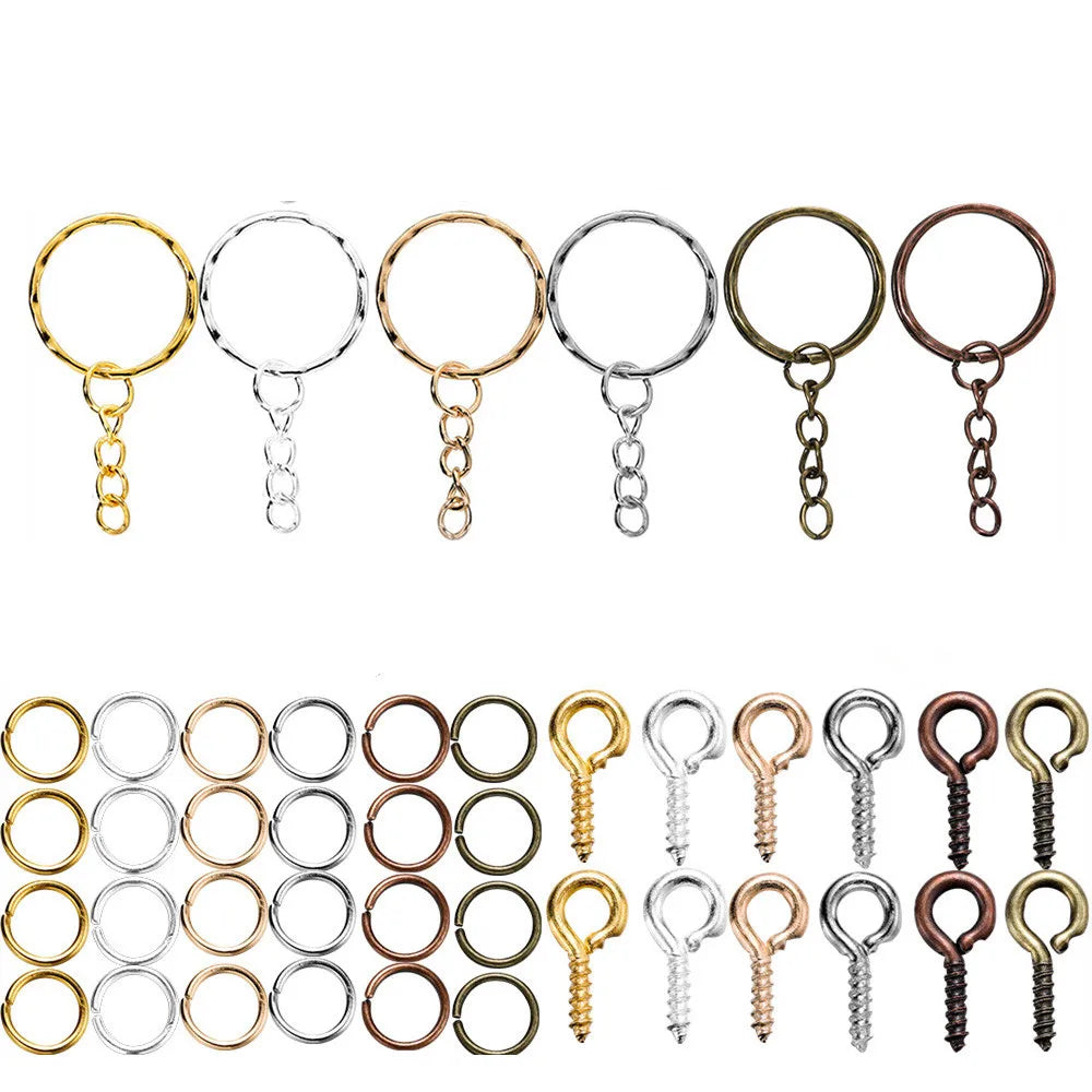 110/220Pcs Keychain - Open Jump Rings, Eye Pins for Epoxy Resin Key Chains
